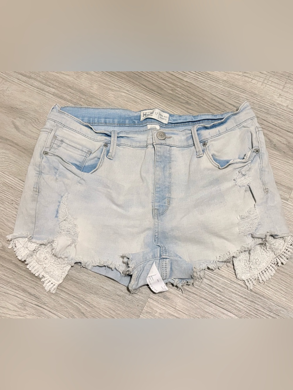 Mudd Faded Light Blue Distressed Denim Cutoff Shorts